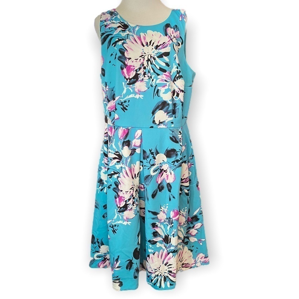 Roz and Ali Floral Skater Back Zipper Dress SZ 14